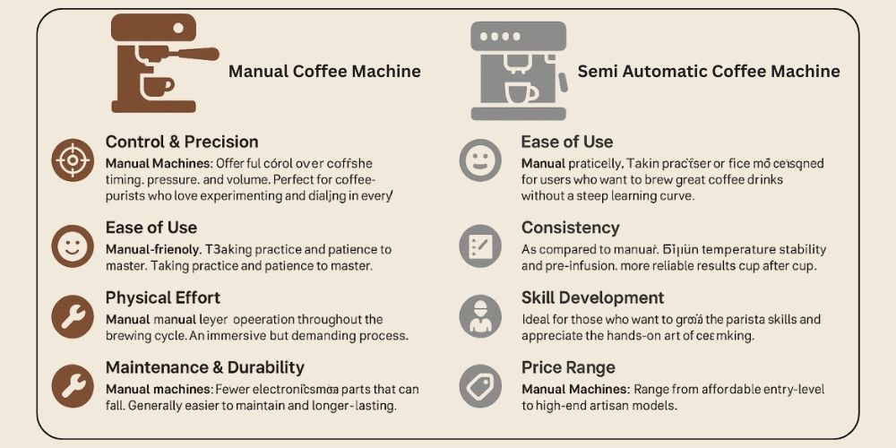 Key Differences of Manual or Semi Automatic Coffee Machine